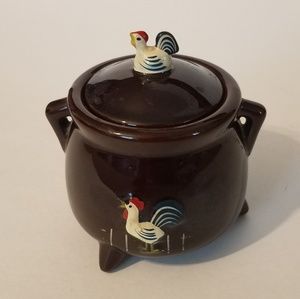 Vintage Chicken Crock, Unmarked Small Brown Glazed